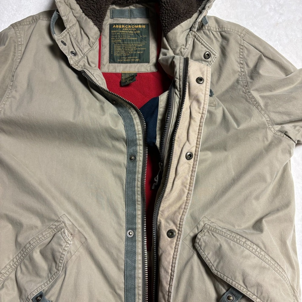 Abercrombie and Fitch Vintage Y2K Military Field Hooded Jacket Mens Medium - Picture 2 of 16